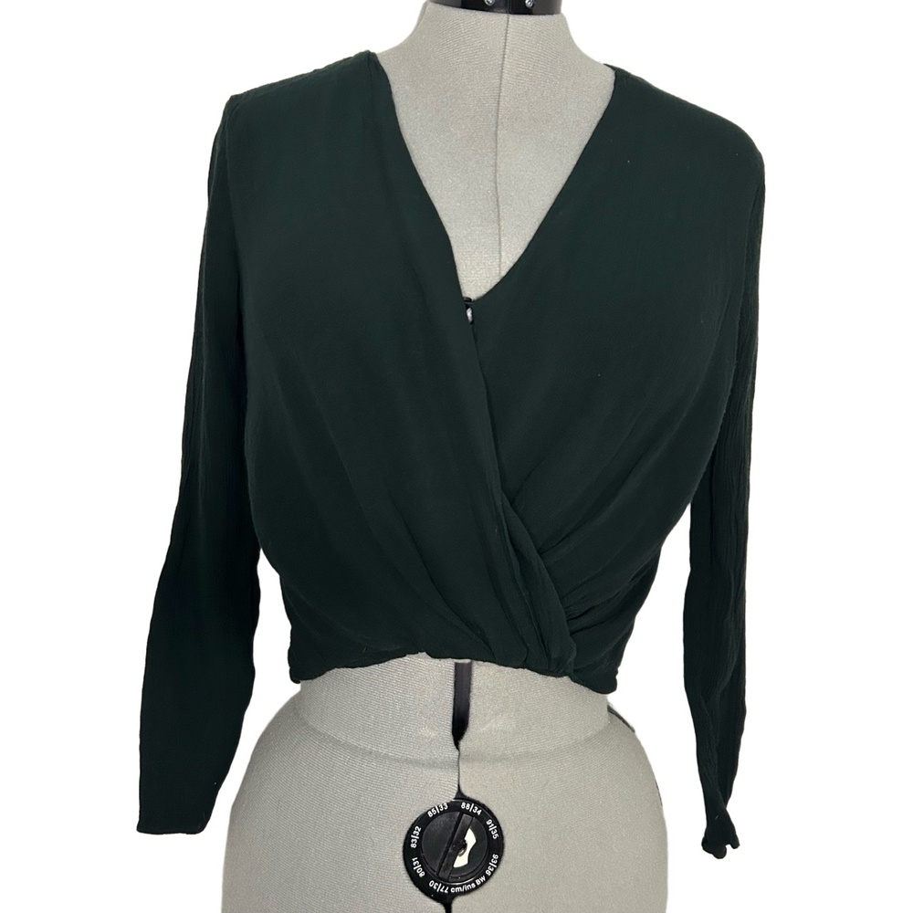 & Other Stories Dark Green Long Sleeve Wrap Effect Blouse Size 6 - Picture 1 of 7
